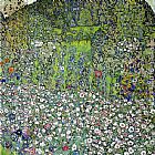 Gustav Klimt Famous Paintings - Garden Landscape with Hilltop